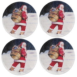 Hermia Mantel 3426Supla - Set de 4 piezas de poliéster y algodón, diámetro 37 cm, lavable